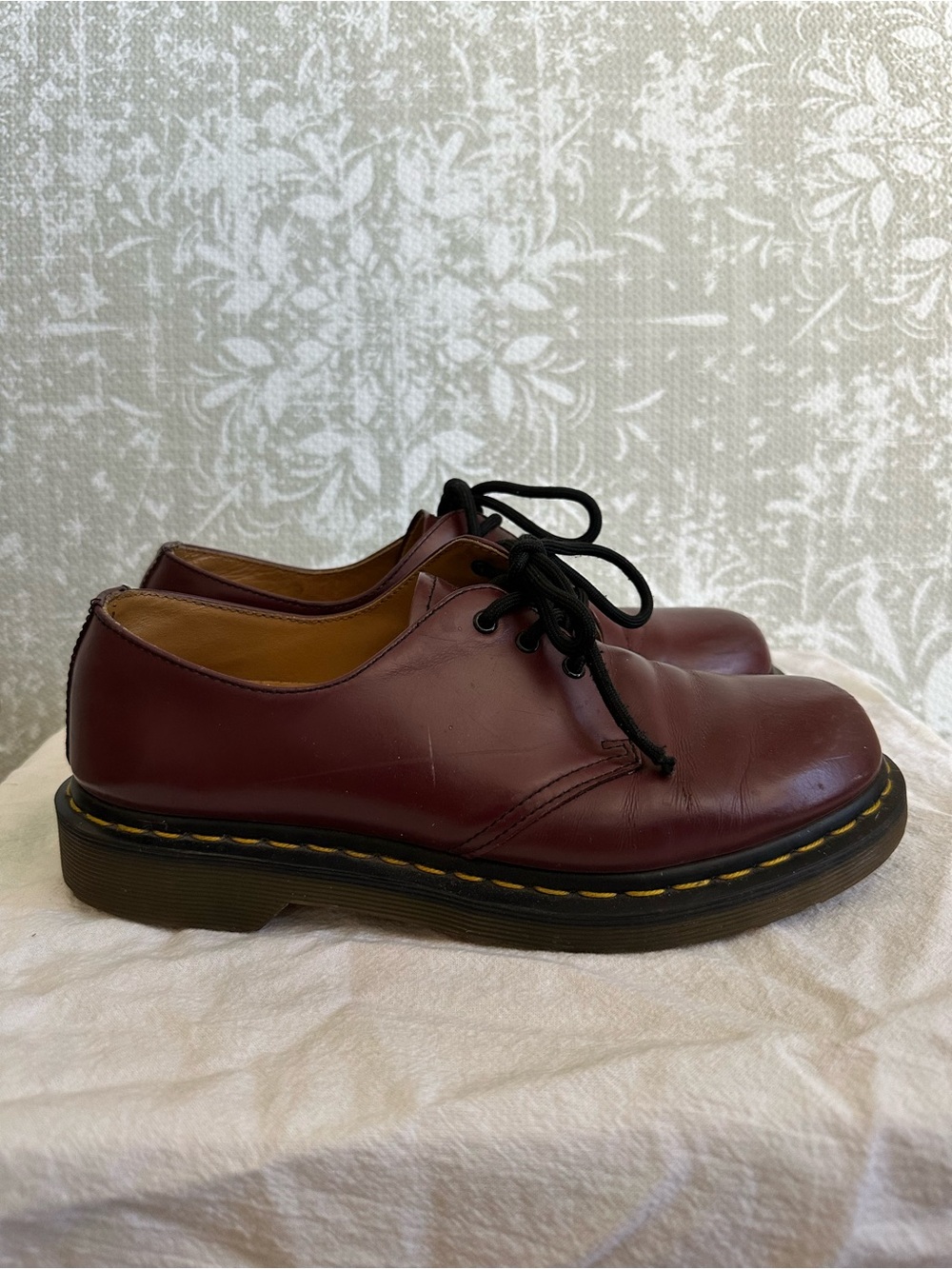 Doc Marten Burgundy Leather Oxford Shoes with Black Laces